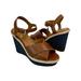 Coach Shoes | Coach Wedge Sandals Saddle Leather Denim Platform Sz 7.5 Iob | Color: Brown/Tan | Size: 7.5