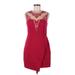 BCBGMAXAZRIA Casual Dress - Sheath Crew Neck Sleeveless: Burgundy Print Dresses - Women's Size 8