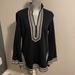 Tory Burch Tops | Double Knit Tunic Top Black And Grey Medium Nwt | Color: Black/Gray | Size: M