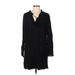 Gilli Casual Dress - Mini V Neck Long sleeves: Black Print Dresses - Women's Size Medium