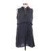 H&M Casual Dress - A-Line High Neck Sleeveless: Blue Polka Dots Dresses - Women's Size 12