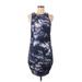 Casual Dress - Mini High Neck Sleeveless: Blue Tie-dye Dresses - Women's Size Medium