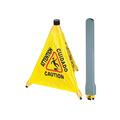 Tiger Chef Commercial 19 1/2 inch Pop-Up Safety Cone with Storage Tube Multi-Lingual Caution Imprint and Wet Floor Symbol, Yellow (8)