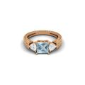 2.48 Cts Square Shape Blue topaz Gemstone 925 Sterling Silver Three Stone Women Wedding Ring Rose Gold Vermeil,X