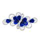 QUKE Silver Tone Sapphire-Color Cubic Zirconia Crystal Ribbon Bouquet Bridal Wedding Brooch Pin Jewellery
