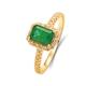 Lieson Promise Rings for Women, Wedding Ring for Women 14ct Gold Ring Band Elegant Halo 4 Prong Rectangular Emerald with Diamond Engagement Rings Yellow Gold Ring Size H 1/2