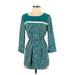 Collective Concepts Casual Dress - Mini: Teal Color Block Dresses - Women's Size Small