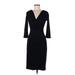 Banana Republic Casual Dress - Sheath V Neck 3/4 sleeves: Black Solid Dresses - Women's Size 6