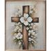 Winston Porter Flowers Behind Cross Whitewash Wood in Brown/White | 10 H x 8 W x 1.5 D in | Wayfair 4C76ADC09FDA4A34859988C5C16D142D
