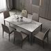 Corrigan Studio® Magdaly 6 - Person Dining Set Upholstered/Metal | 29.9 H x 35.4 W x 70.9 D in | Wayfair 683E173EBC0F4915AB4DD5192C73EE53