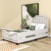 Winston Porter Nazayah Twin Low Profile Platform Bed Wood & /Upholstered/Linen in Brown | 40 H x 41 W x 80 D in | Wayfair
