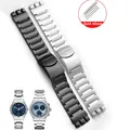 Bracelet de montre en acier inoxydable pour homme argent massif noir Irony grande taille boucle