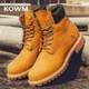 KOWM-Bottes de randonnée en cuir de vachette pour hommes Chaussures en coton Bottes Martin