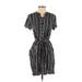 Ann Taylor LOFT Casual Dress - Shirtdress V-Neck Short sleeves: Black Print Dresses - Women's Size Small