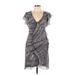 Weston Wear Casual Dress - Mini Plunge Short sleeves: Gray Dresses - Women's Size Large