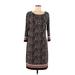 Nine West Casual Dress - Sheath Scoop Neck 3/4 sleeves: Black Dresses - Women's Size 8