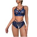 PPgejGEK Lingerie for Women Womens Underwear Womens Lingeries Ladies Fashion Sexy Lingerie Fishnets Lace Flowers Hollow Sexy Halter Neck Mesh Thong Suit