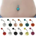 1PC Multi Kristall Stahl Bauch Piercings Nabel Piercing Sexy Piercing Nabel Ohrring Stahl Körper