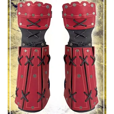 Mittelalterlichen Japanischen Samurai Leder Arm Schutz Rüstung Armschiene Lange Handschuh Viking Warrior Cosplay Zubehör Steampunk Gauntlet Für Larp Image