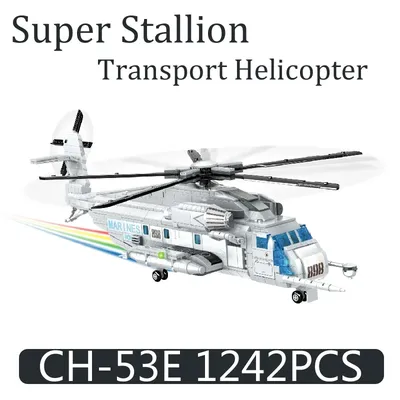 Woma 1242pcs CH-53E Super hengst Hubschrauber Bausteine Militär Ziegel Lernspiel zeug für Jungen Weihnachts geschenk Image