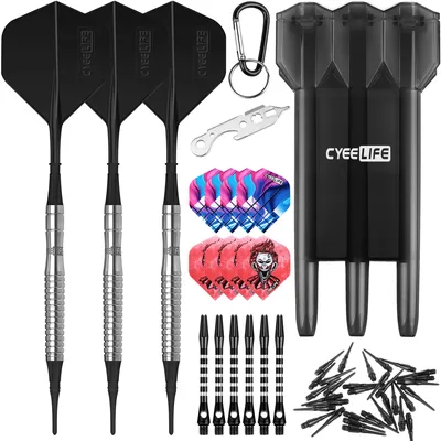 CyeeLife-Wungsten-Soft-Tip-Set mit Tragetasche und Aluminiumwellen, Werkzeug, zusätzlichen Flügeln, 30 Punkte, 90 % Wolfram, 16, 18, 20 Image
