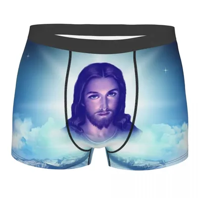 Benutzerdefinierte Retter Jesus Christus Unterwäsche Männer Atmungsaktive Christian Gott Boxer Briefs Shorts Höschen Weiche Unterhose Für Homme Image