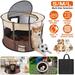 iMounTEK Portable Dog Playpen Foldable Dog Tent with Carry Bag Travel Waterproof Indoor Outdoor Pet Tent Detachable Upper Cover for Dog Cat Rabbit Coffee S