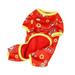 Duixinghas Soft Comfortable Pet Outfits Pet Clothes Chinese New Year Dog Costume Cartoon Pattern Comfortable Warm Pet Jumpsuit for Festive Decor