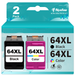 64XL Ink Cartridge for HP 64 64 XL Ink Cartridges Combo Pack for HP Printer Envy Photo 7855 7858 7800 7155 6255 6252 7120 6232 7158 7164 (1 Black 1 Tri-Color)