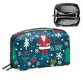 OWNTA Christmas Santa Claus Tree Elk Bell Elemenst Pattern Digital Pouch Charger Organizer Cord and Cable Organizer - Waterproof Oxford Cloth Storage Box for Electronic Devices