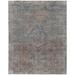 8' X 10' Blue Red And Gray Floral Power Loom Stain Resistant Area Rug - 3'6"