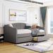 Gray Velvet Upholstered Twin Size Daybed, Two Drawers, Elegant Design