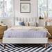 Cream Linen Platform Bed, Channel Tufted