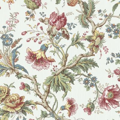 Seabrook Designs Amy Jacobean Floral Unpasted Wallpaper
