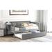 Gray Pine Daybed with Trundle Bed, Small Side Tables
