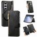 ELEHOLD for Samsung Galaxy Z Fold 5 Wallet Case Zipper Storage Flip RFID Blocking Card Holders Strong Magnetic Detachable Leather Case Stand Function Muilti-Functional Purse Cover Black