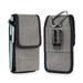 Gray Rugged Vertical Nylon Case with Belt Loop RFID Card Holder and Carabiner is Compatible with Consumer Cellular Iris Connect SmartPhone