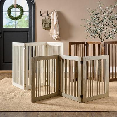 Modern Freestanding Pet Gate - Sand Driftwood, 28