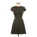 Aqua Casual Dress - A-Line: Brown Solid Dresses - Women's Size Small
