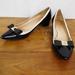 Kate Spade Shoes | Kate Spade Bow Stud Two-Tone Low Leather Heels 8m | Color: Black/White | Size: 8