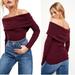 Free People Sweaters | Like New Free People Snowbunny Off The Shoulders Ribbed Soft Knit Sweater L | Color: Purple/Red | Size: L