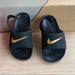 Nike Shoes | Nike Kawa Slide Infant Toddler Sandals Black/Gold Sling Back Comfort - Sz 9 C | Color: Black/Gold | Size: 9b