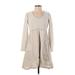 Maeve Casual Dress - Mini Scoop Neck Long sleeves: Gray Print Dresses - Women's Size X-Small Petite