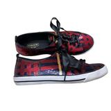 Coach Shoes | Coach Willa Sequin Black Red Plaid Casual Women’s Sneakers Shoes Size 7.5 B | Color: Black/Red | Size: 7.5