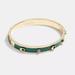 Coach Jewelry | New! Gold/Green Signature And Stone Hinged Bangle | Color: Green | Size: Os