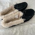 J. Crew Shoes | J. Crew Sherpa Lined Suede Slippers. Size 10. | Color: Black | Size: 10