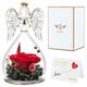 Miofula Preserved Real Rose Angel Gifts for Women, Angel Rose Birthday Gifts for Mum, Eternal Rose in Glass Angel Figurines Gifts for Her Grandma Wife on Christmas Valentine Mother's Day Anniversary