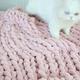 Maetoow Chenille Chunky Knit Blanket Throw （50×60 Inch）, Handmade Warm & Cozy Blanket Couch, Bed, Home Decor, Soft Breathable Fleece Banket, Christmas Thick and Giant Yarn Throws, Light Pink