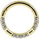 AZARIO LONDON 9K Solid Yellow Gold Tri Cz Gemstones Line 16 Gauge - 10mm Diameter Hinged Clicker Segment Ring - Hoop Cartilage - Daith Hoop - Piercing Jewellery