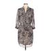 Vince Camuto Casual Dress V Neck 3/4 sleeves: Brown Leopard Print Dresses - Women's Size 6